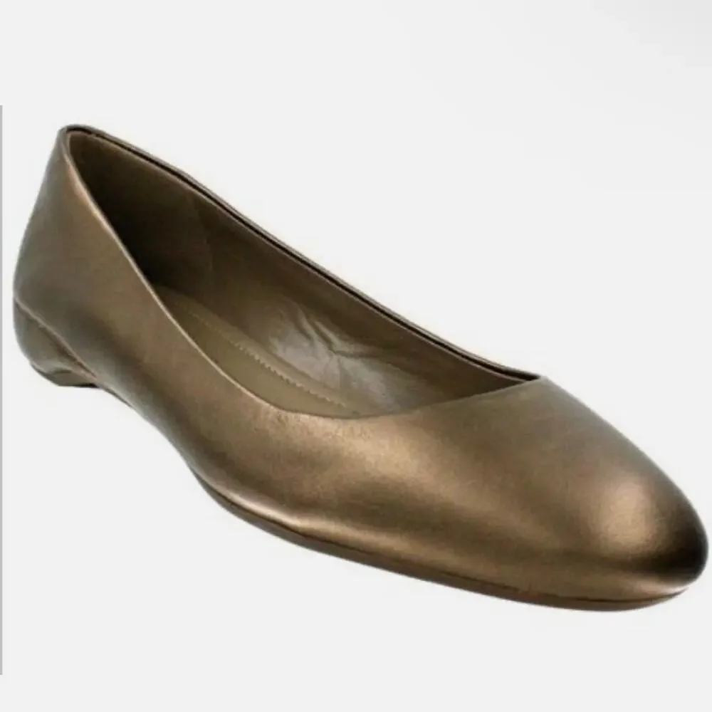 ECCO EU 37 'Mary' Women's 6-6.5 Bronze Leather Comfort Ballet Flat Dark Gold